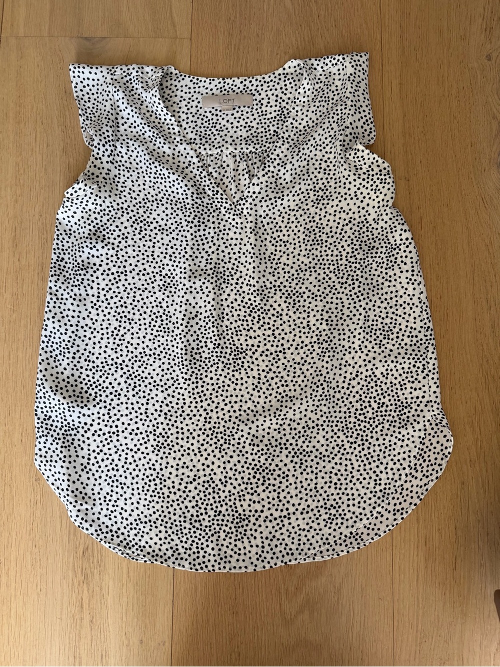 LOFT White and Black Polka Dot Sleeveless Top